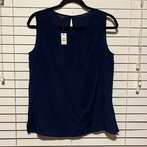 NWT Talbots Navy Blue "washable 100% Silk" Sleeveless Blouse